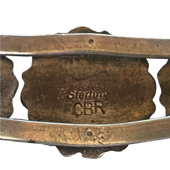 Vintage Native American Flower Cuff Bracelet of .925 and Genuine Turquoise - Picture 16 of 16